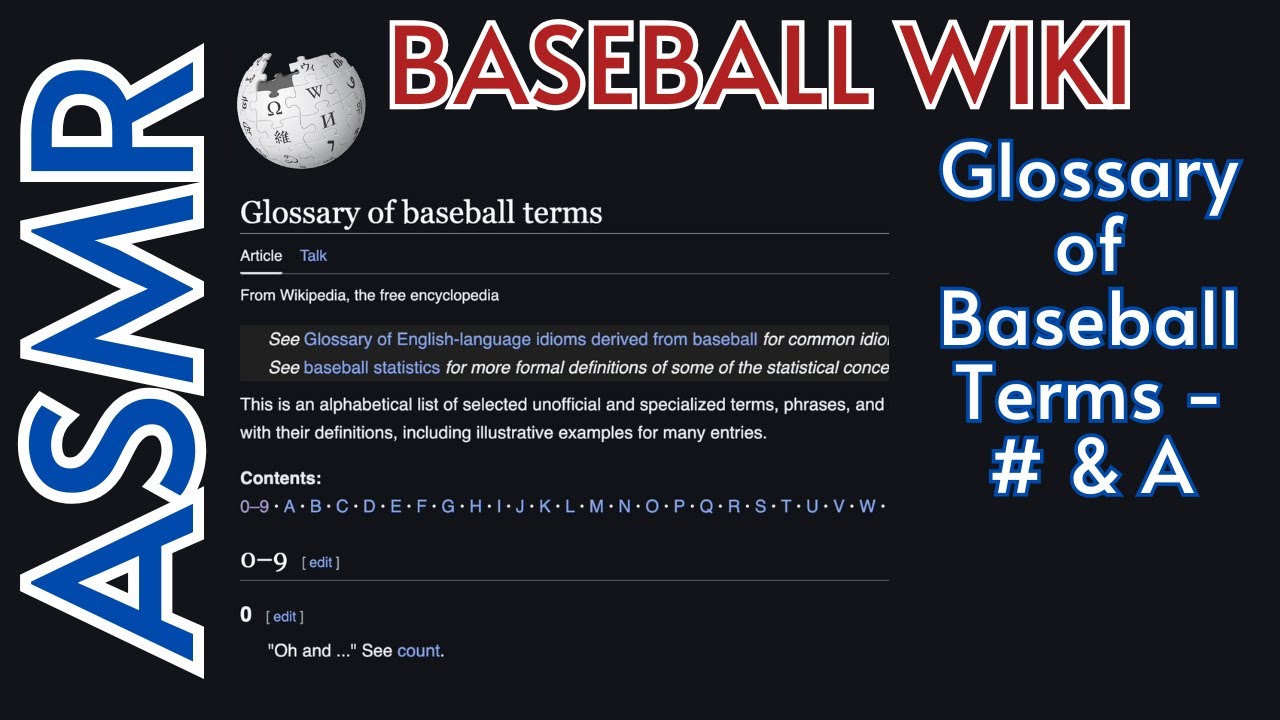 [ASMR] Glossary of Baseball Terms - # & A (soft spoken male voice)