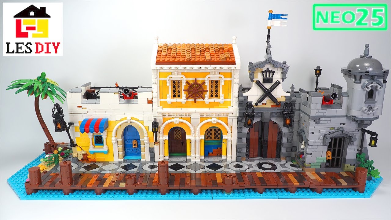 LEGO Medieval Pirate Modular Town | LesDiy | Medieval Pirate Lagoon Lockup | Unofficial Lego Review
