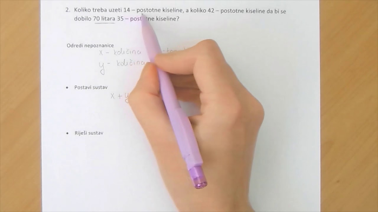 Sustav dviju linearnih jednadžbi s dvjema nepoznanicama - primjena i problemski zadaci (3. dio)