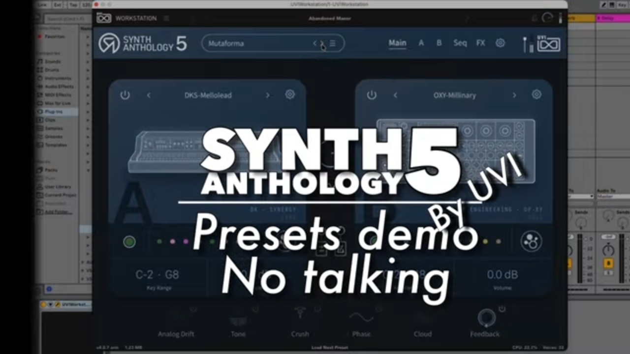 UVI Synth Anthology 5 sound demo  no talking
