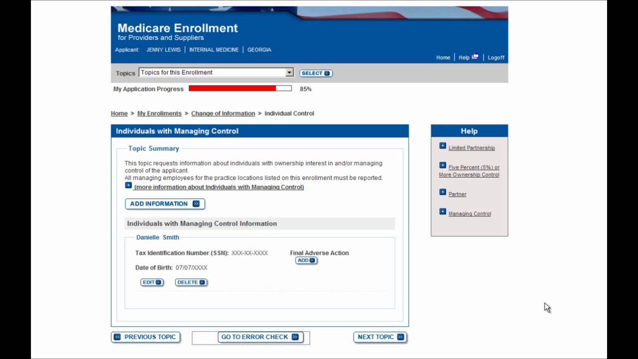 PECOS Enrollment Tutorial &ndash; Change of Information for an Individual Provider