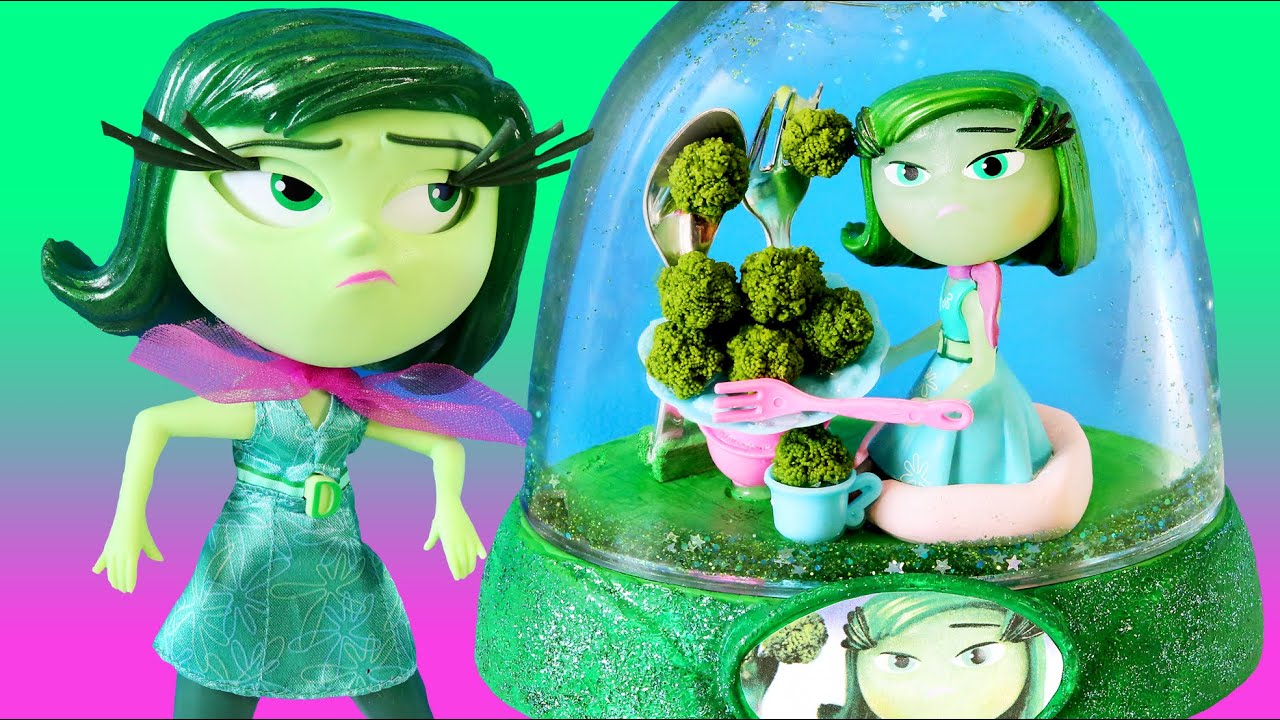 INSIDE OUT DISGUST GLITTER GLOBES Broccoli Dinner Disney Toys How to Make Your Own Green Glitter