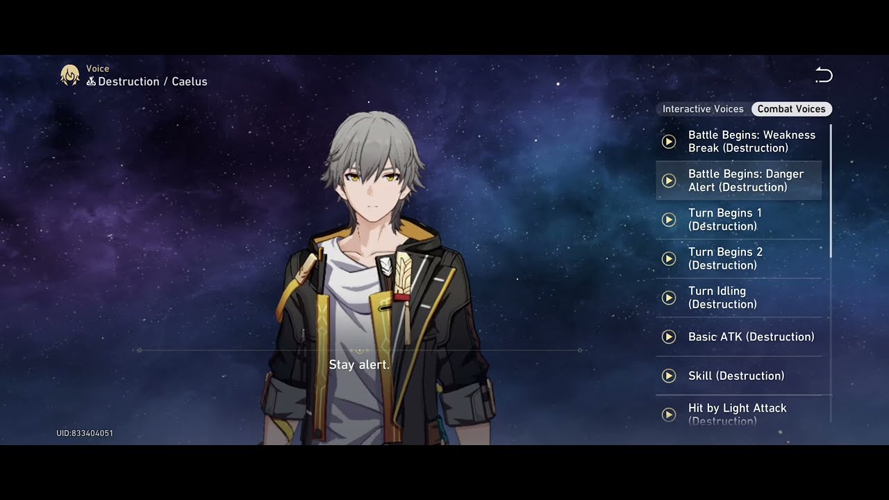 Caelus (Male HSR MC) Old Voicelines