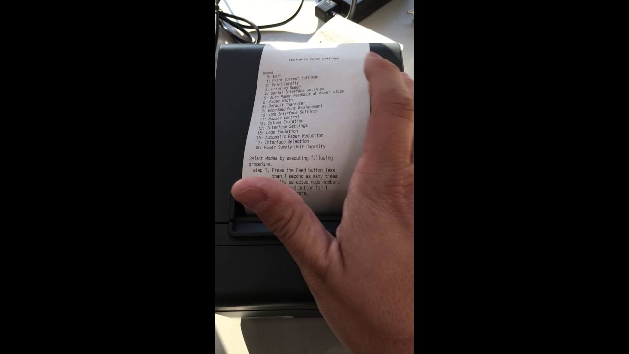 Changing Serial Interface settings on Epson T20 Printer
