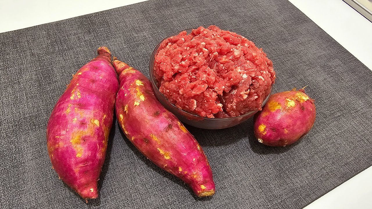 MEU MARIDO ADORA BATATA-DOCE COM  CARNE MOÍDA  😋