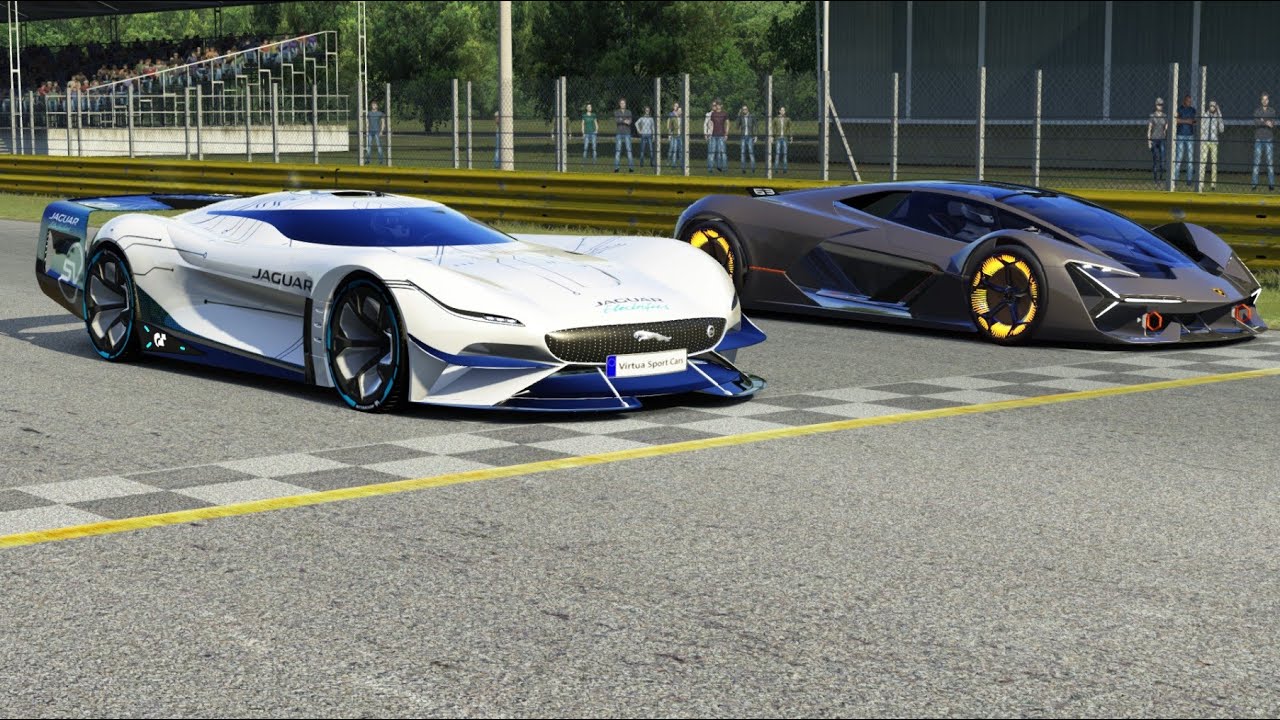 Jaguar Vision GT 2022 vs Lamborghini Terzo Millennio 2018 at Monza Full Course