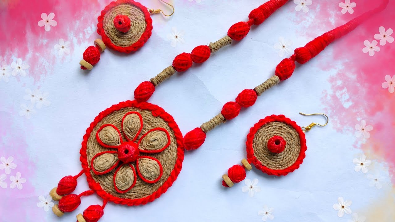 Jute jewellery making/Handmade jewellery making ideas/Durga Puja special jewellery/জুটের তৈরি গয়না