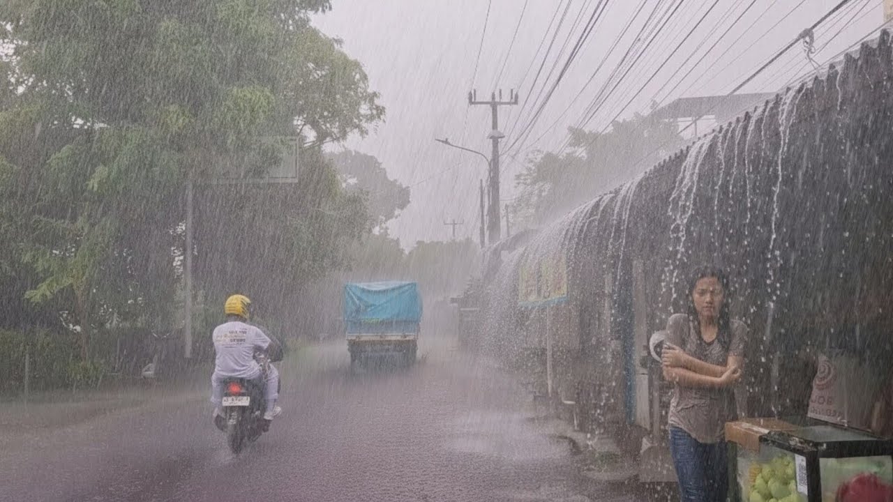 RURAL LIFE IN A TRADITIONAL NATURE HIT BY A HEAVY RAIN STORM, PERFECT FOR RELAXING