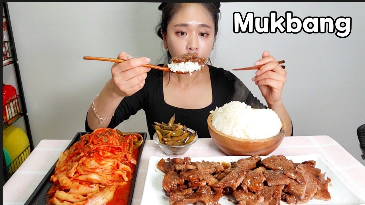 간단하게 돼지갈비에 집김치 먹방 Pork ribs,Home made Kimchi Mukbang eating show