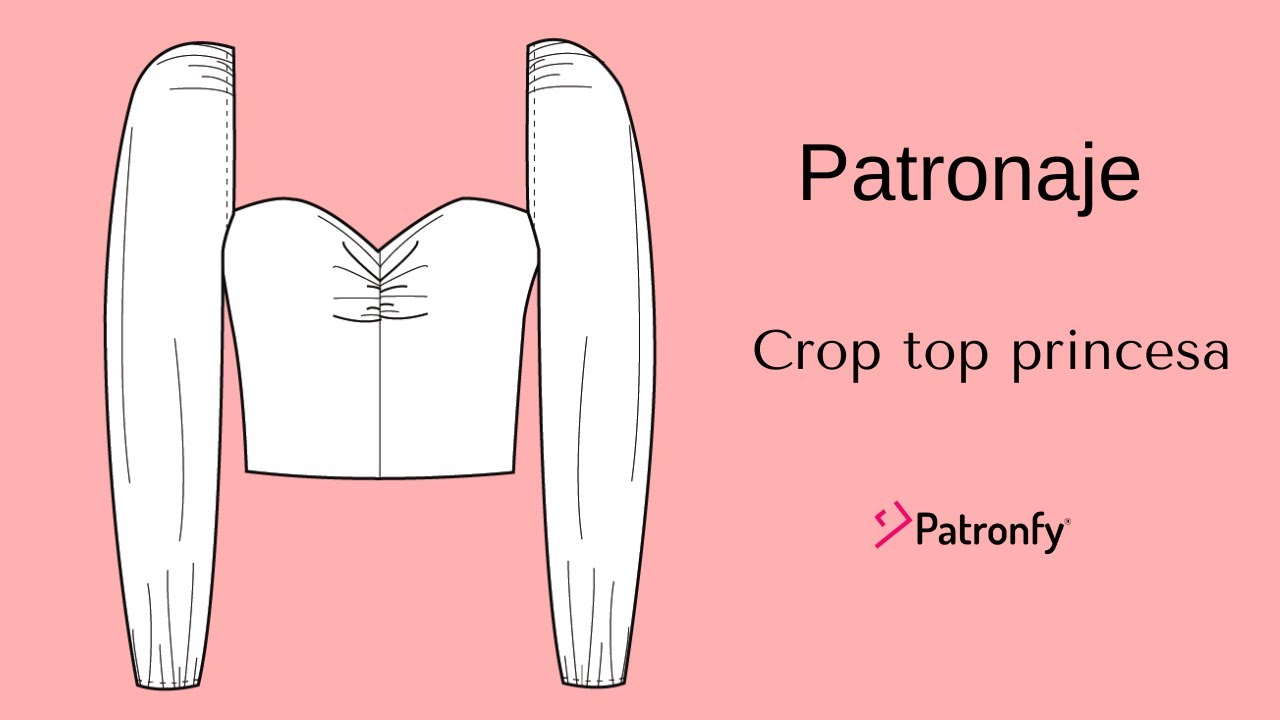 263.-Patronaje Como hacer un crop top escote corazón y mangas abullonadas.