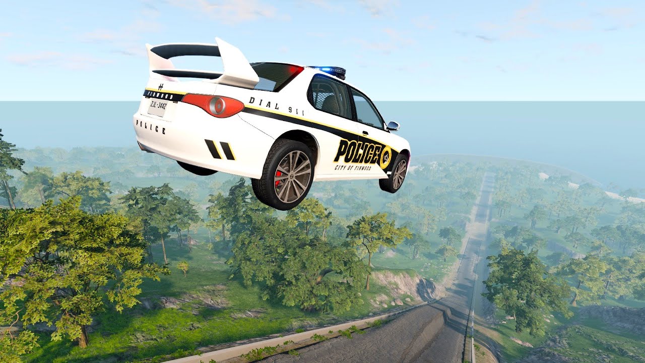 Đua xe ô tô cảnh sát 43, thử thách lao dốc không phanh, nổ tung, tan nát -Beamng drive