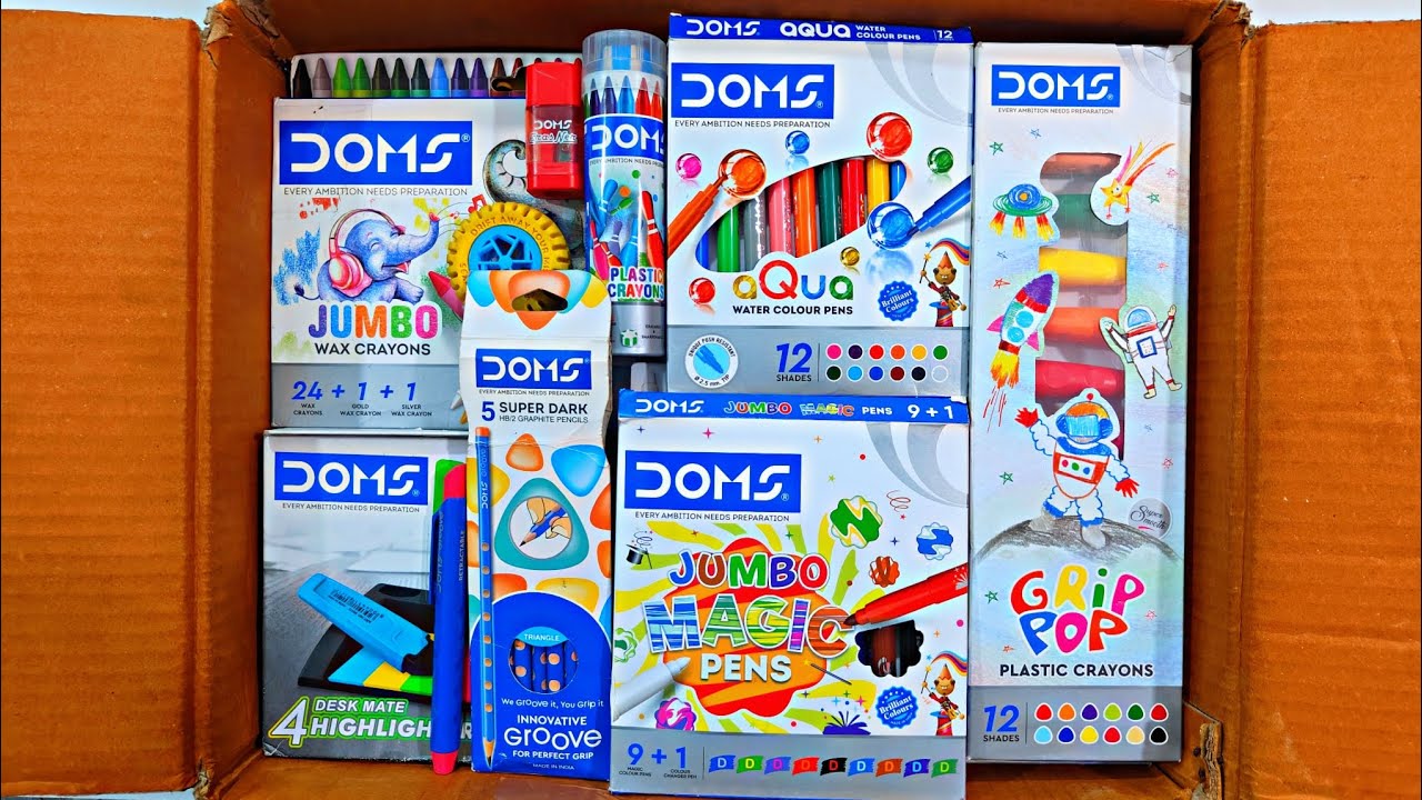 Biggest DOMS Stationery Items, Wax Crayons, Erasner, Magic Pen, Oil Pastels, Pencil, Water Colour 