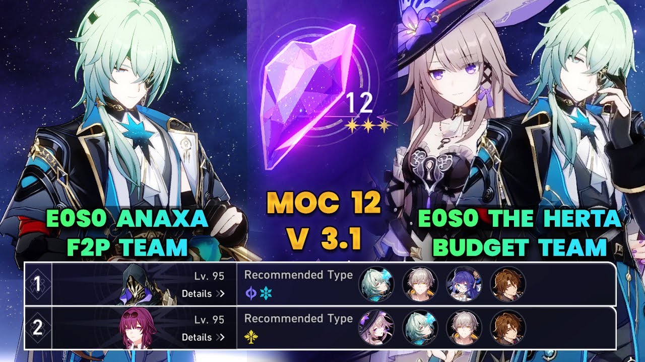 E0S0 Anaxa F2P Team & E0S0 TheHerta Budget Team | MOC12 | 3 Stars | HSR | V3.2 |
