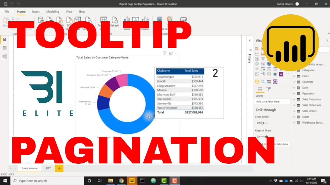Power BI - Paginated Report Page Tooltips