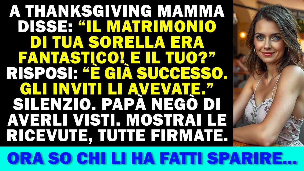A Thanksgiving mamma chiese: “E le tue nozze?” “Già fatte. Avevate gli inviti...”