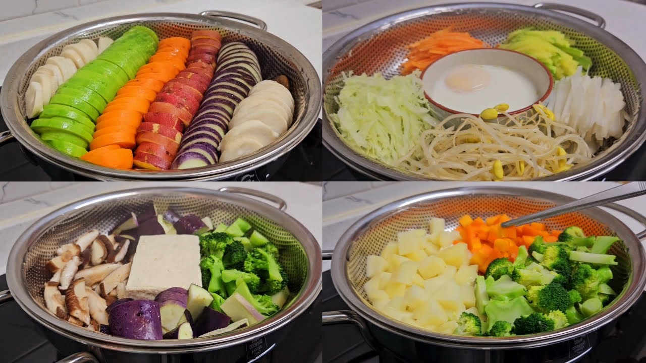 채소찜 이렇게 먹고 뱃살이 쏙 들어갔어요!! 2주만 먹어도 염증은 줄여주고 피부가 환해져요 (ft.채소찜 5가지 몰아보기)