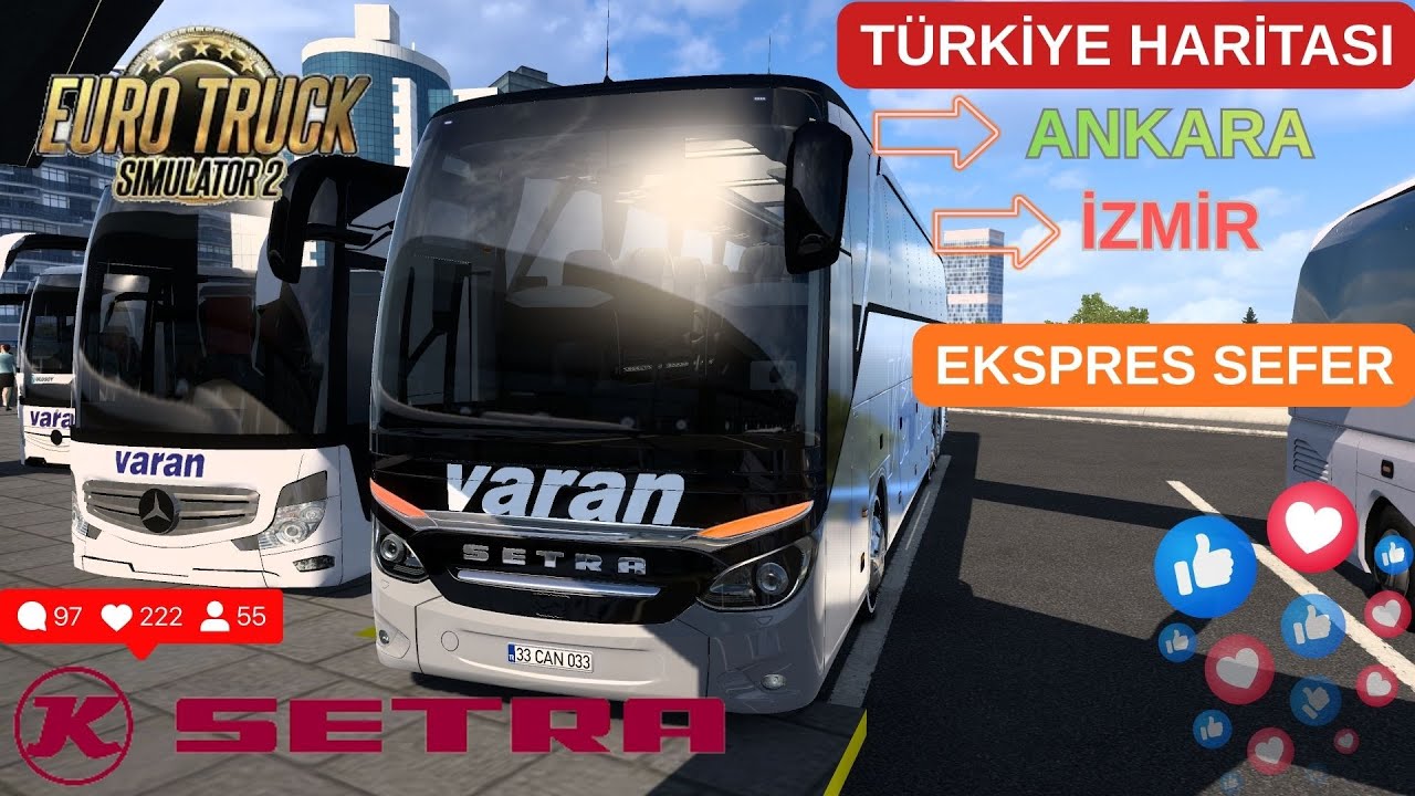 ETS 2 1.57 | Ankara - İzmir Ekspress Sefer | Setra S517 HDH | Türkiye Haritası #ets2#TürkiyeHaritası