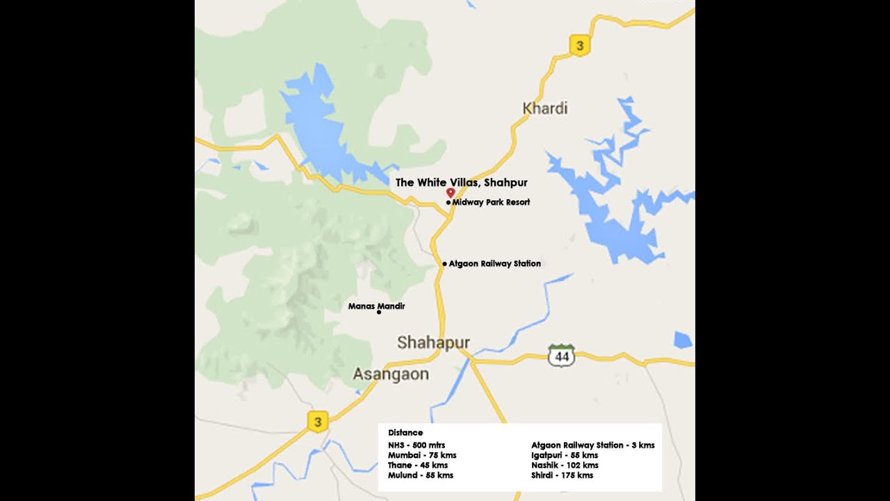 Road Route to The White Villas, Shahapur, Near Thane-Mumbai, India