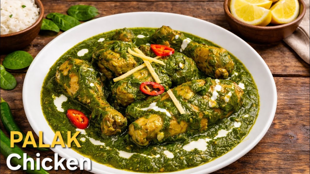 Куриное карри с палаком | Рецепт курицы со шпинатом | Курица с саагом