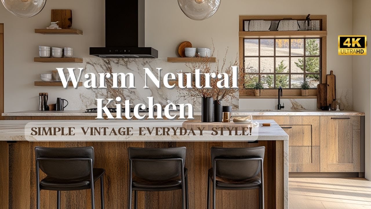 ☕ Warm Neutral Kitchen Design | Simple Vintage Details for Everyday Living