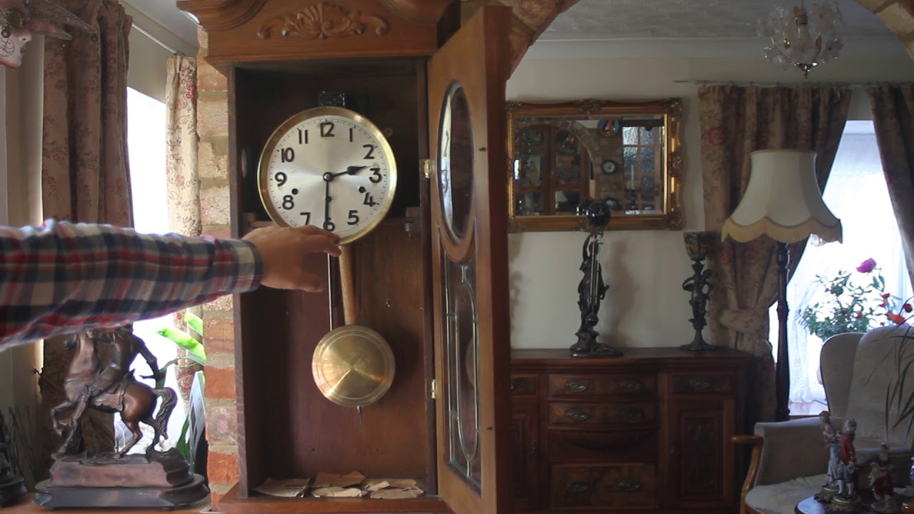 Antique German 'Kienzle' 8-Day Oak Case Wall Clock with Westminster Chimes