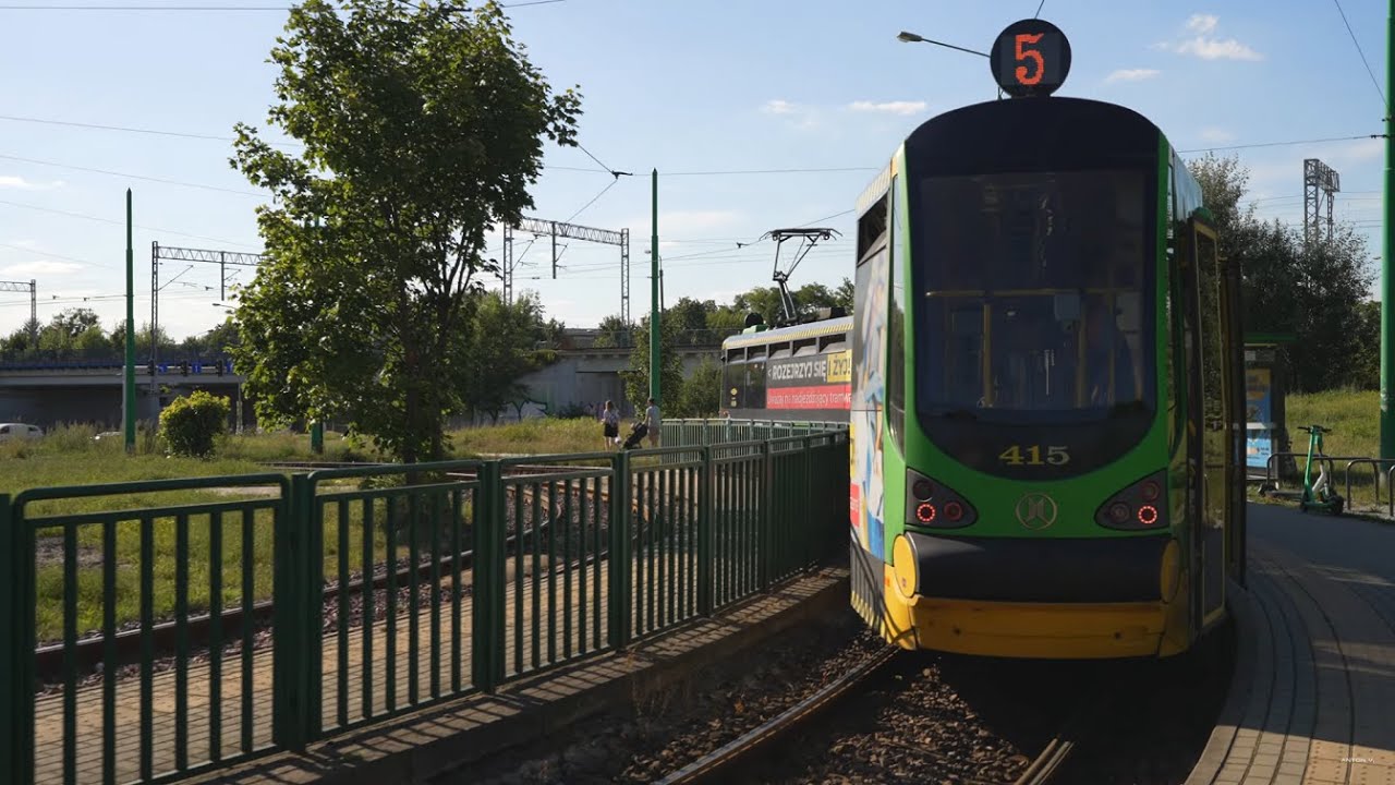Poland, Poznań, tram 5 ride from Franowo to Plac Bernardyński