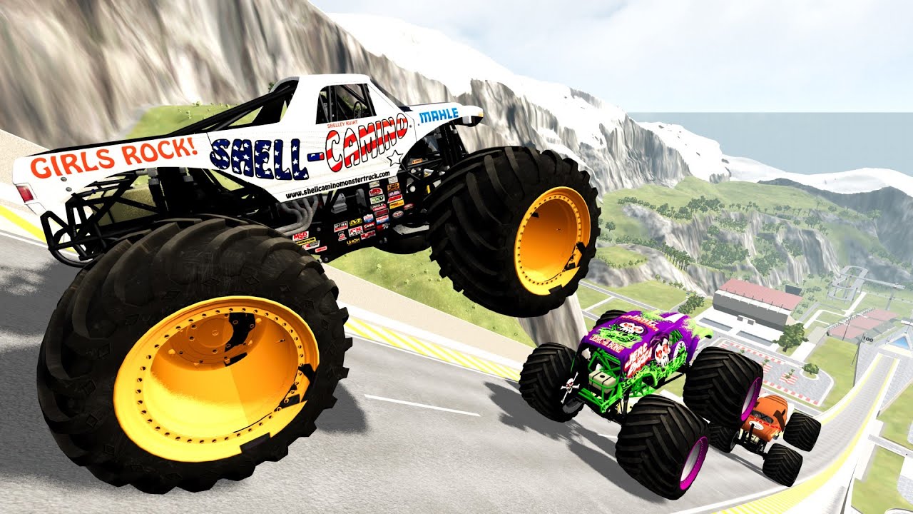 Random BMNG - Epic High Speed Monster Truck Jumps & Crashes #10 - BeamNG.Drive