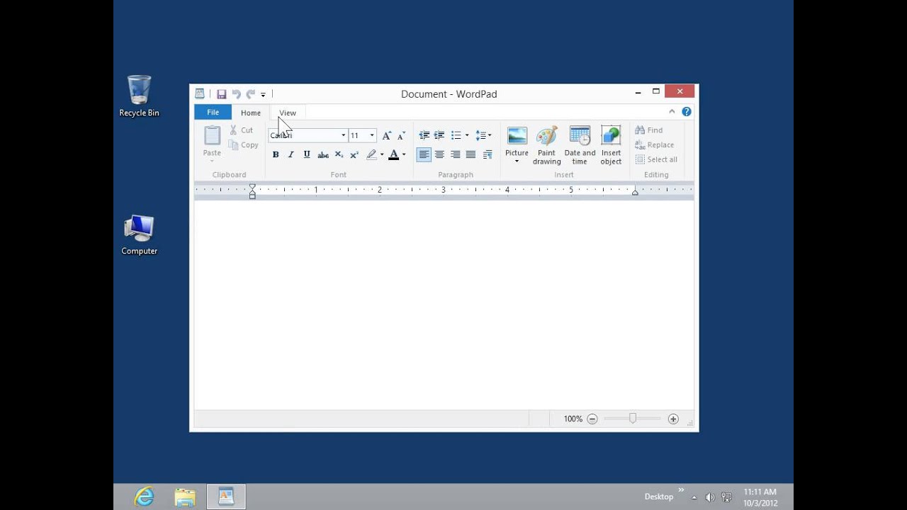 Windows 8.0 Professional - Use WordPad