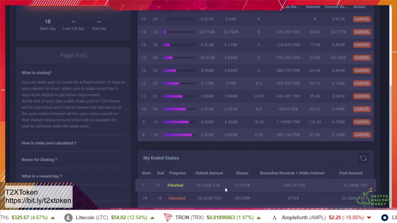 T2XToken First Withdraw! $98 TRX T2X Tron