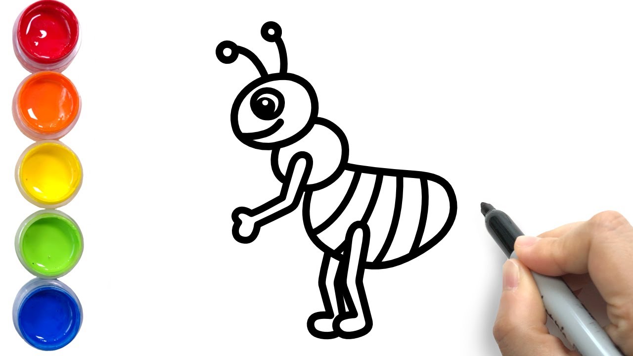 How to Draw an Ant | Ants Drawing and Coloring for Kids | Learn Colors for Children