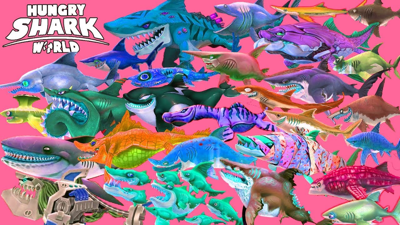 Hungry Shark World - ALL 29 SHARKS UNLOCKED - Android Gameplay [FHD]