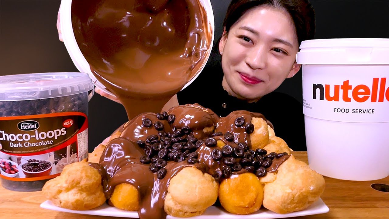 🍫Nutella Cream Puff😍누텔라 폭탄✨악마의 잼 누텔라에 빠진 베이비 슈&찹쌀 도넛 먹방❤[Tous les Jours, Sweet rice Donut] Mukbang