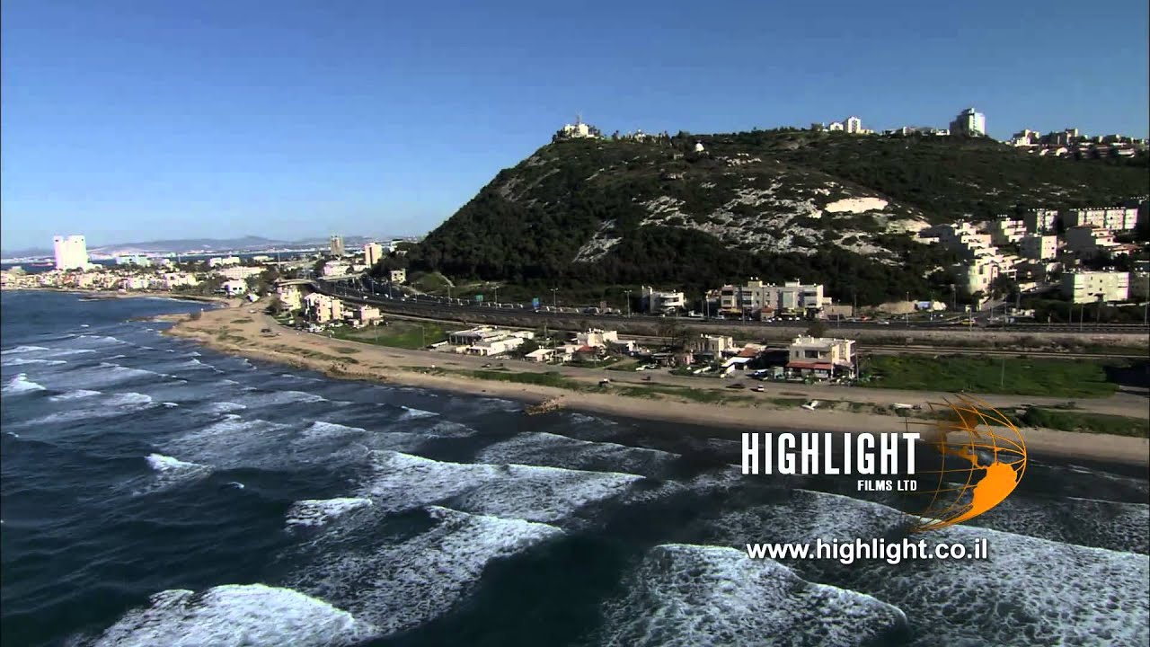 AN 039 Israel aerial footage: aerial video of the City of Haifa and south shores