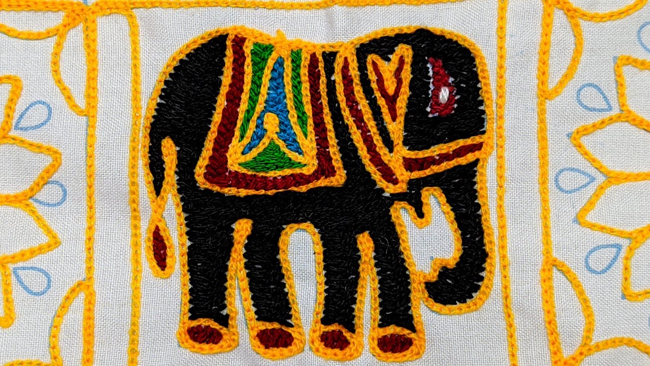 Hand embroidery design | How to make Elephant Hand Embroidery |  Embroidery Design | Gamthi Work