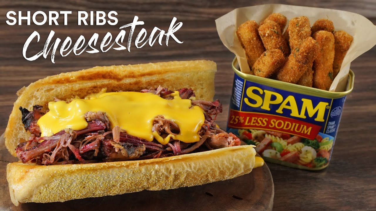 Sous Vide SHORT RIBS Cheesesteak with SPAM fries!