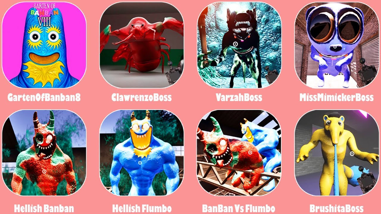 Garten of Banban 8 All Bosses: Clawrenzo,Varzah,Miss Mimicker,Garten of Banban 8 Anti Devil Mobile