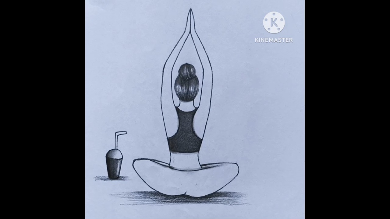 How to draw international yoga day drawing easy #shorts #yoga #girldrawing #drawing #easydrawing