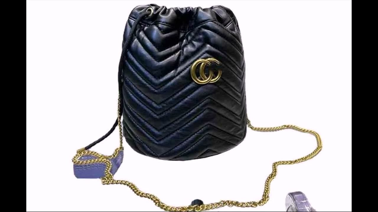 marmont bucket mini - Black Leather Marmont Mini Bucket Bag