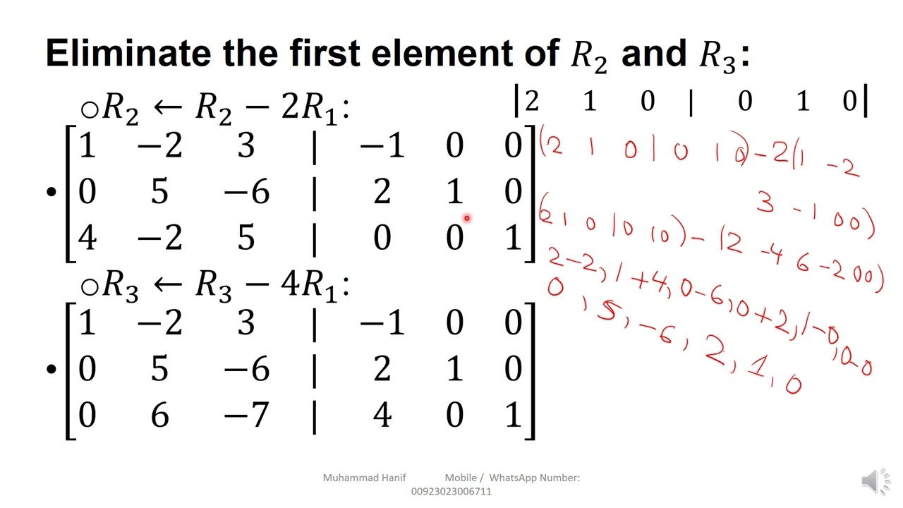 Inverse of 3x3 Matrix using Elementary Row Operations (Gauss-Jordan Method)