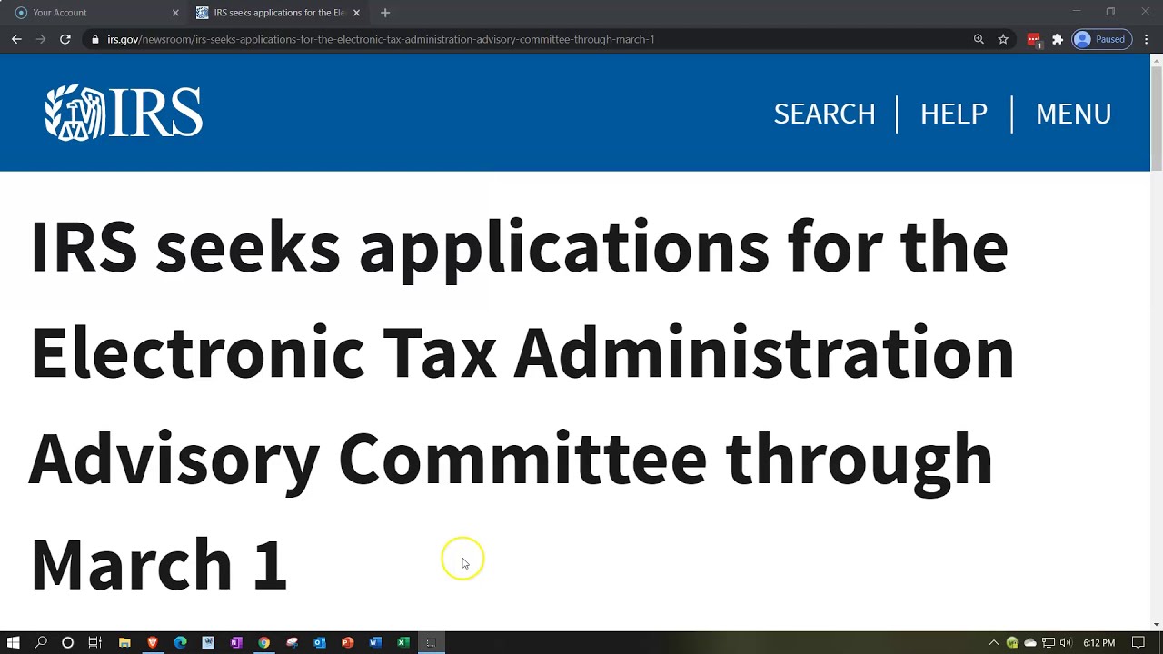 IRS seeks applications for the Electronic Tax Administration Advisory Committee through March 1