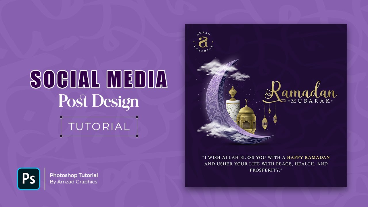 Ramadan Mubarak Social Media Post Design in Photoshop | Photoshop Tutorial