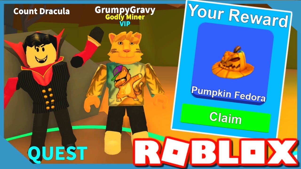 FREE LIMITED MYTHICAL HAT FROM HALLOWEEN COUNT DRACULA QUEST - ROBLOX MINING SIMULATOR