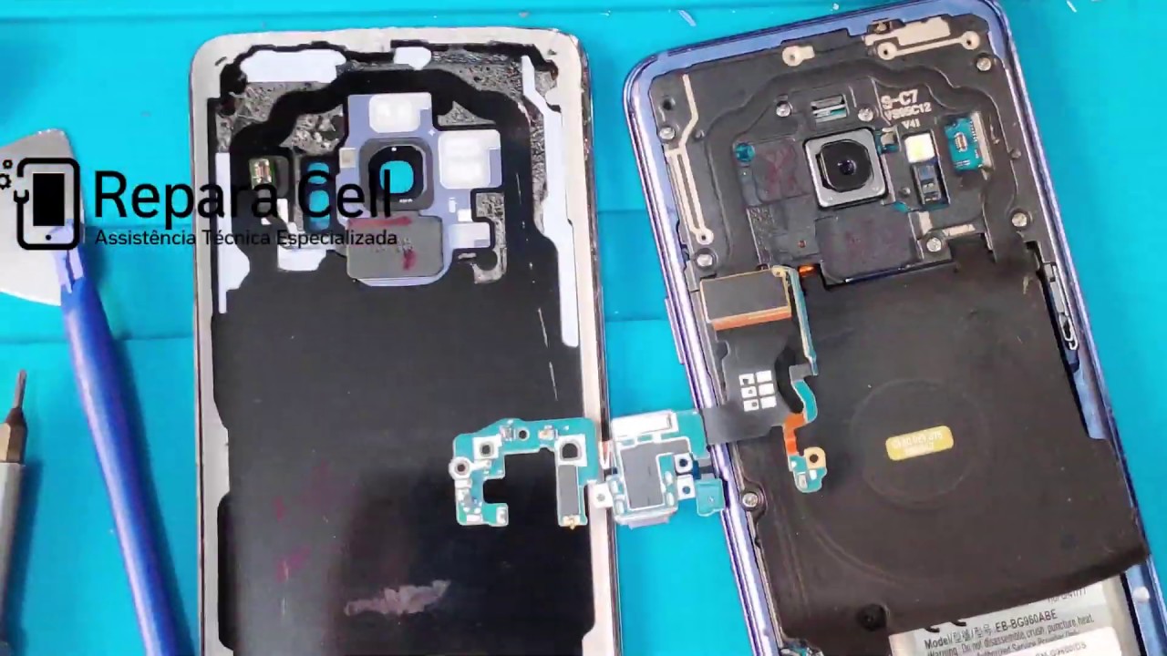 Como abrir tirar a tampa traseira, Samsung galaxy S9, Plus, trocar conector de carga