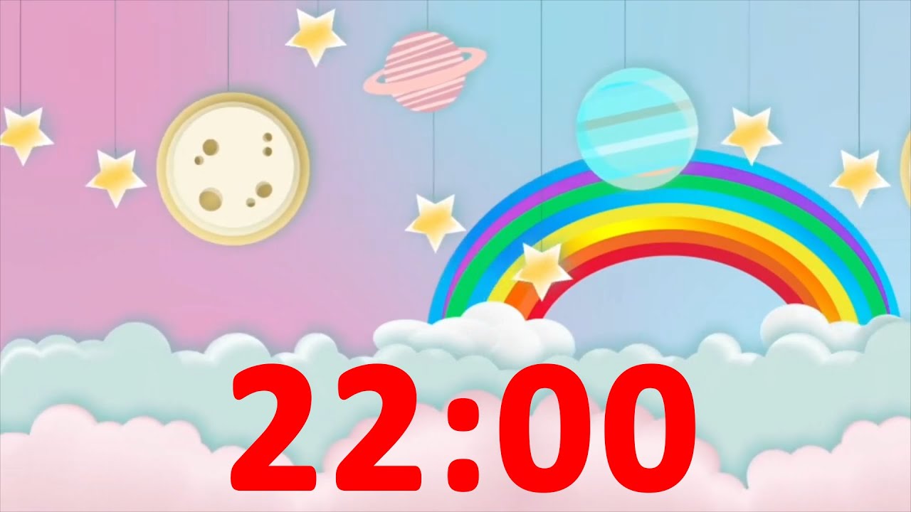 22 Minute Countdown Timer Rainbow 🌈 for Kids with Alarm and Fun Music