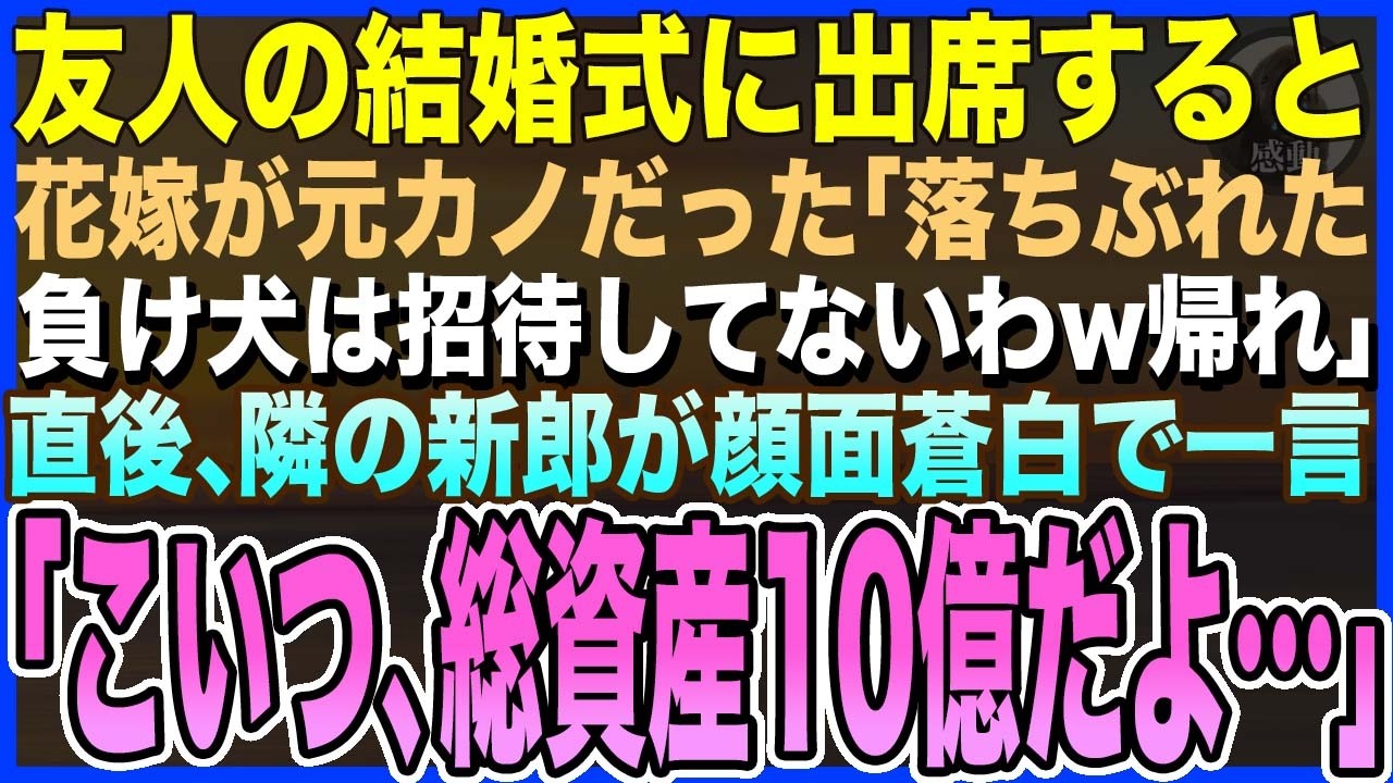 【感動する話】友人の結婚式に出席すると、花嫁が元カノだった「落ちぶれた負け犬は招待してないwとっとと帰ってw」→直後、隣の新郎が顔面蒼白で一言「こいつ、総資産10億だよ…」【泣ける話・いい話・朗読】