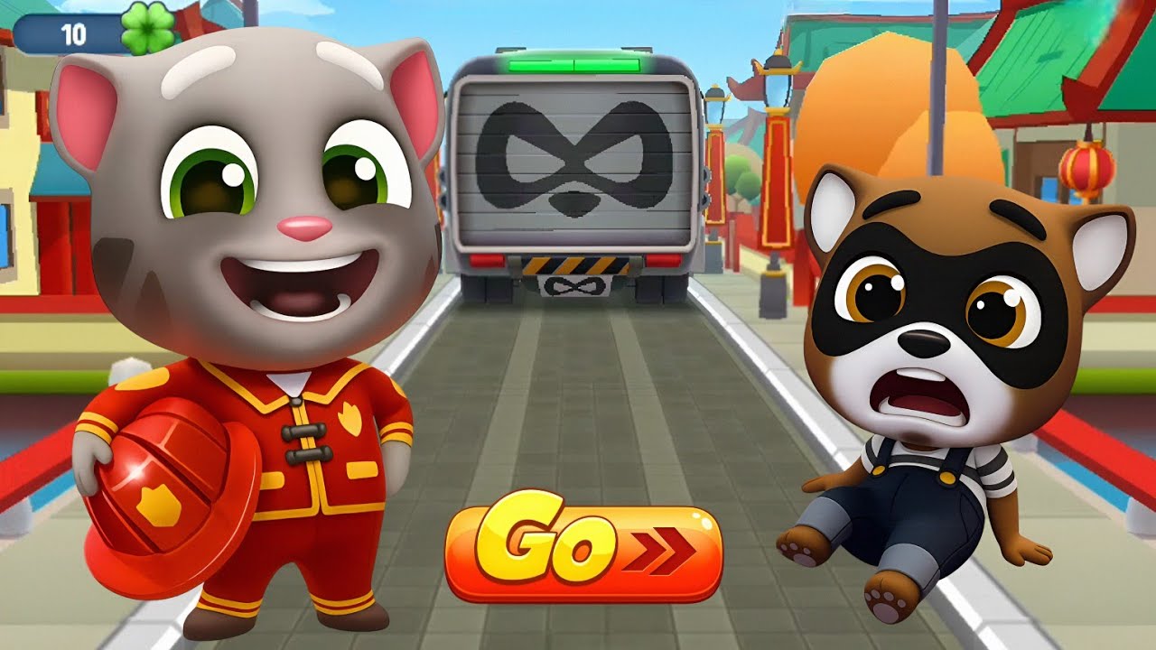 Talking Tom Gold Run New Update - Fireman Tom vs Raccoon Boss Fight in Paddy's Day Dash | Funny Race