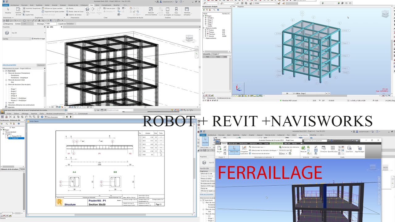 Robot 5 :ferraillage sur ROBOT, integration avec Revit et Navisworks