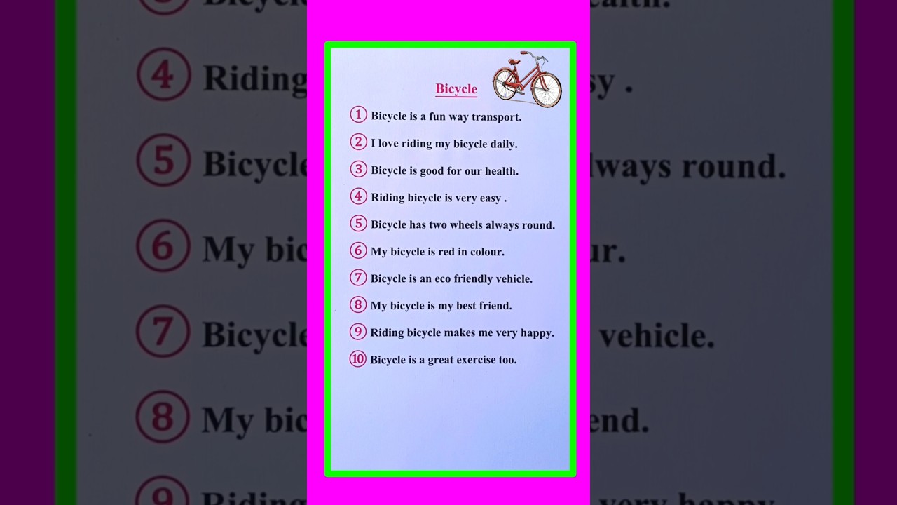 10 Lines On Bicycle in English/Essay On Bicycle in English/Bicycle Essay in English/Essay Writing