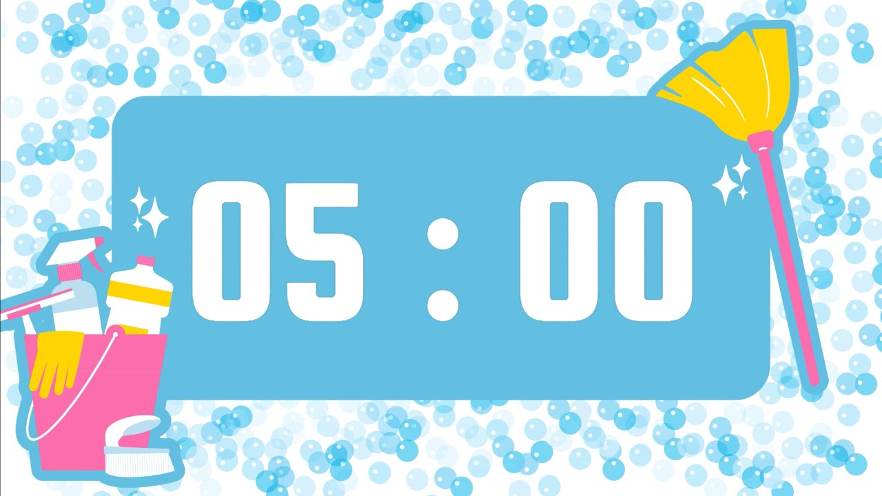 5 Minute Timer | With Upbeat Instrumental Music & Alarm Bell | Clean Up Time & Cleaning Supplies 🧼 ✨