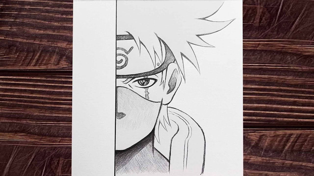 How to draw Kakashi half face - [Naruto] | Easy to draw